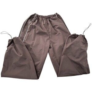 Brown & White Side Stripes Women's S High Waist Track‎ Pants Drawstring Ankles